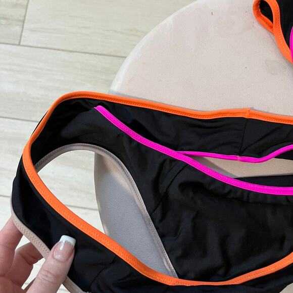 Victoria's Secret Black Neon Stripe Hipster Bikini Size Small/32B - Picture 6 of 7